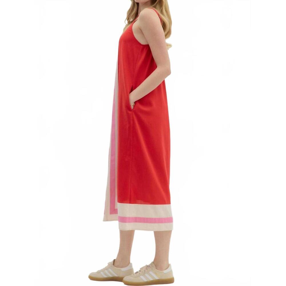 NEW ENTRO porch swing color-block dress in red - Picture 5 of 8